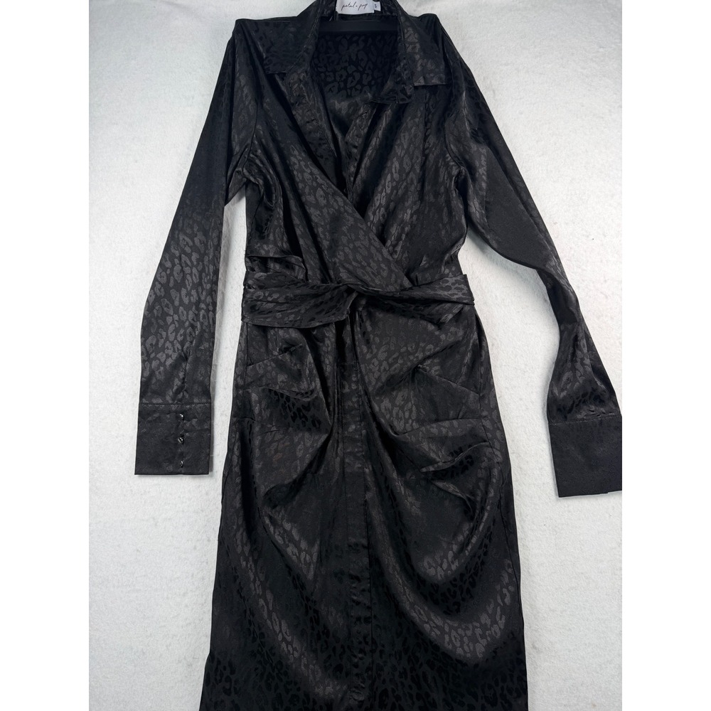 Petal + Pup Black Leopard Jacquard Crossover Maxi Dress Small - Picture 2 of 7